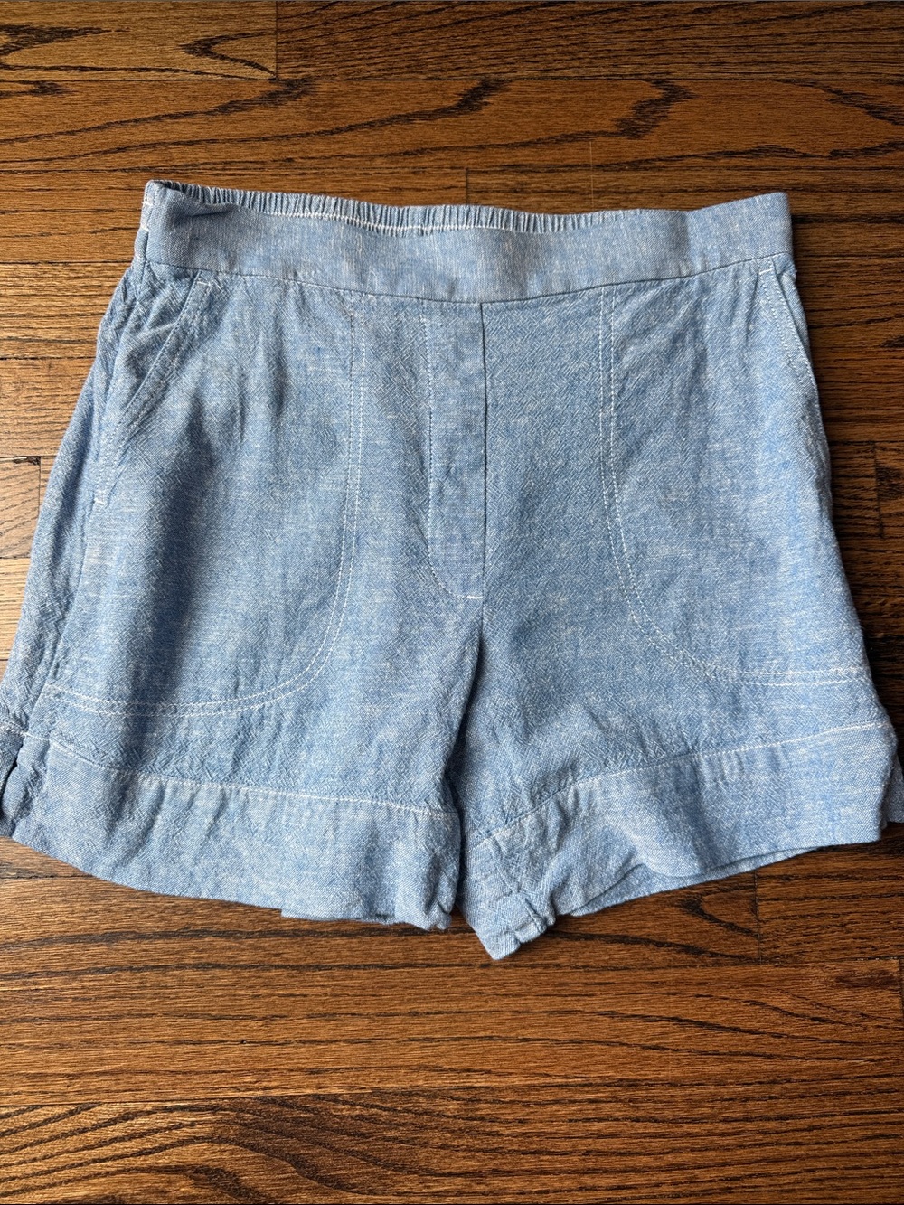 Banana Republic Factory Light Blue High-Rise Linen-Blend Shorts